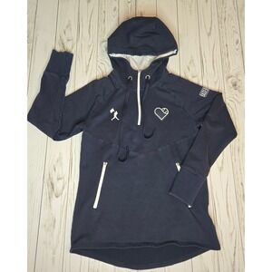 BASEBALLISM Womens Navy Blue Baseball Heart Graphic Hooded Pullover Sweatshirt M